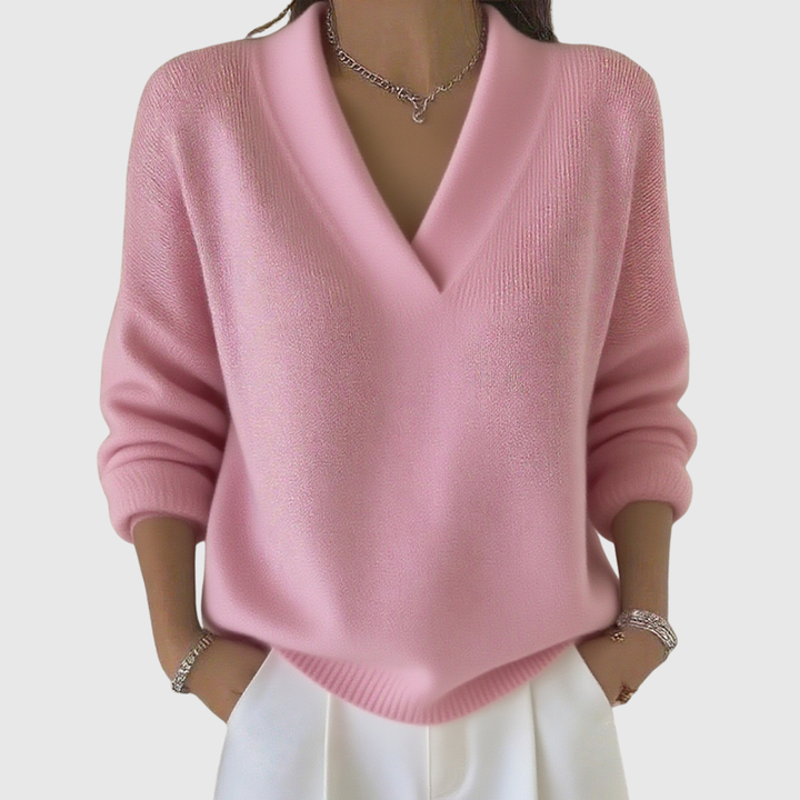 Faye | Knusse Trui met V-hals en Relaxed Fit