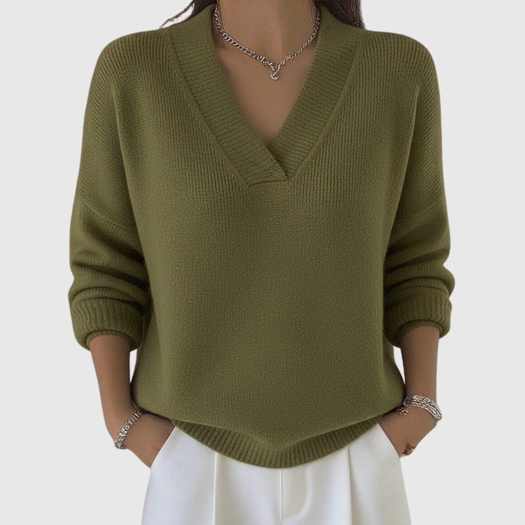 Faye | Knusse Trui met V-hals en Relaxed Fit