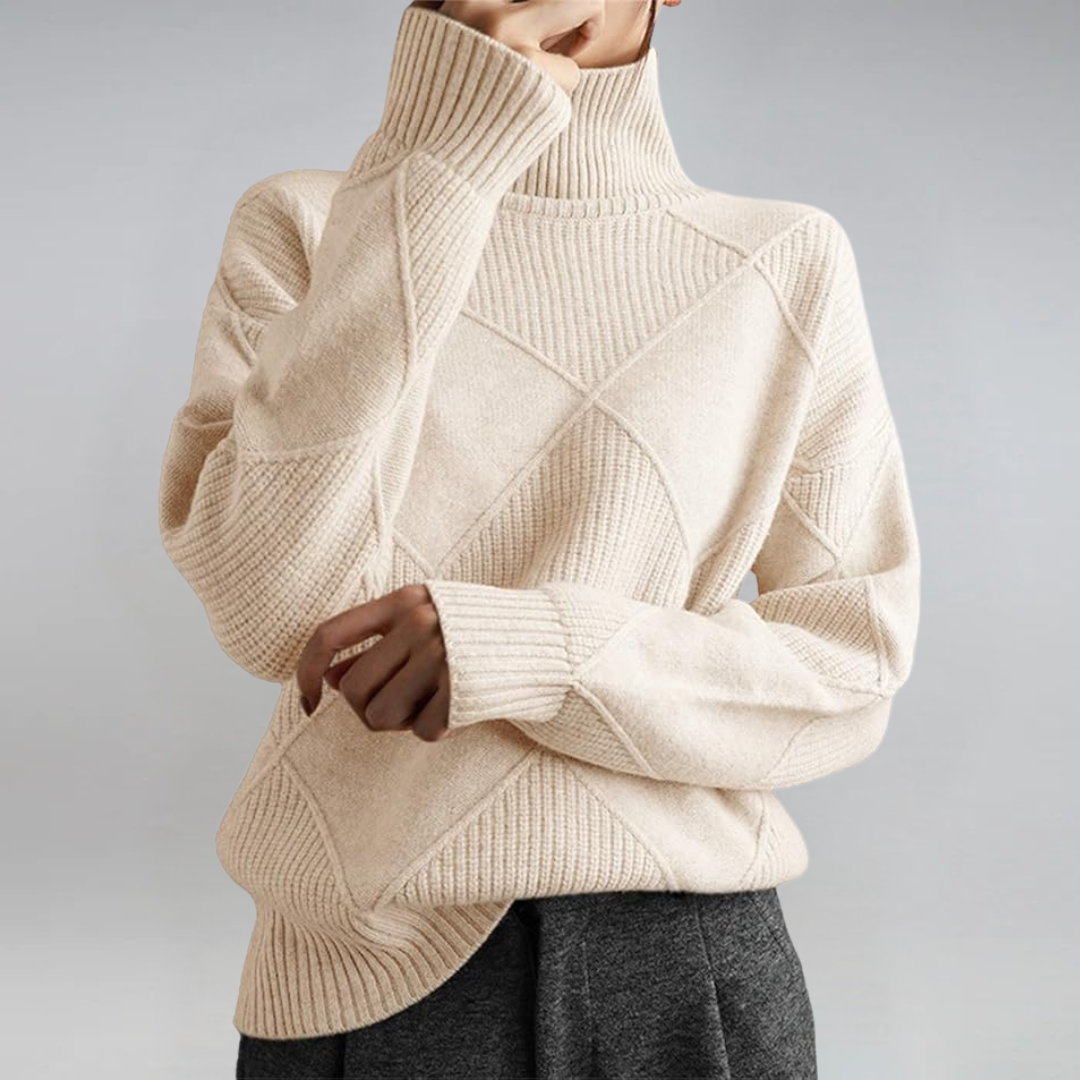 Lauren | Elegante Kasjmier Trui met Hoge Kraag