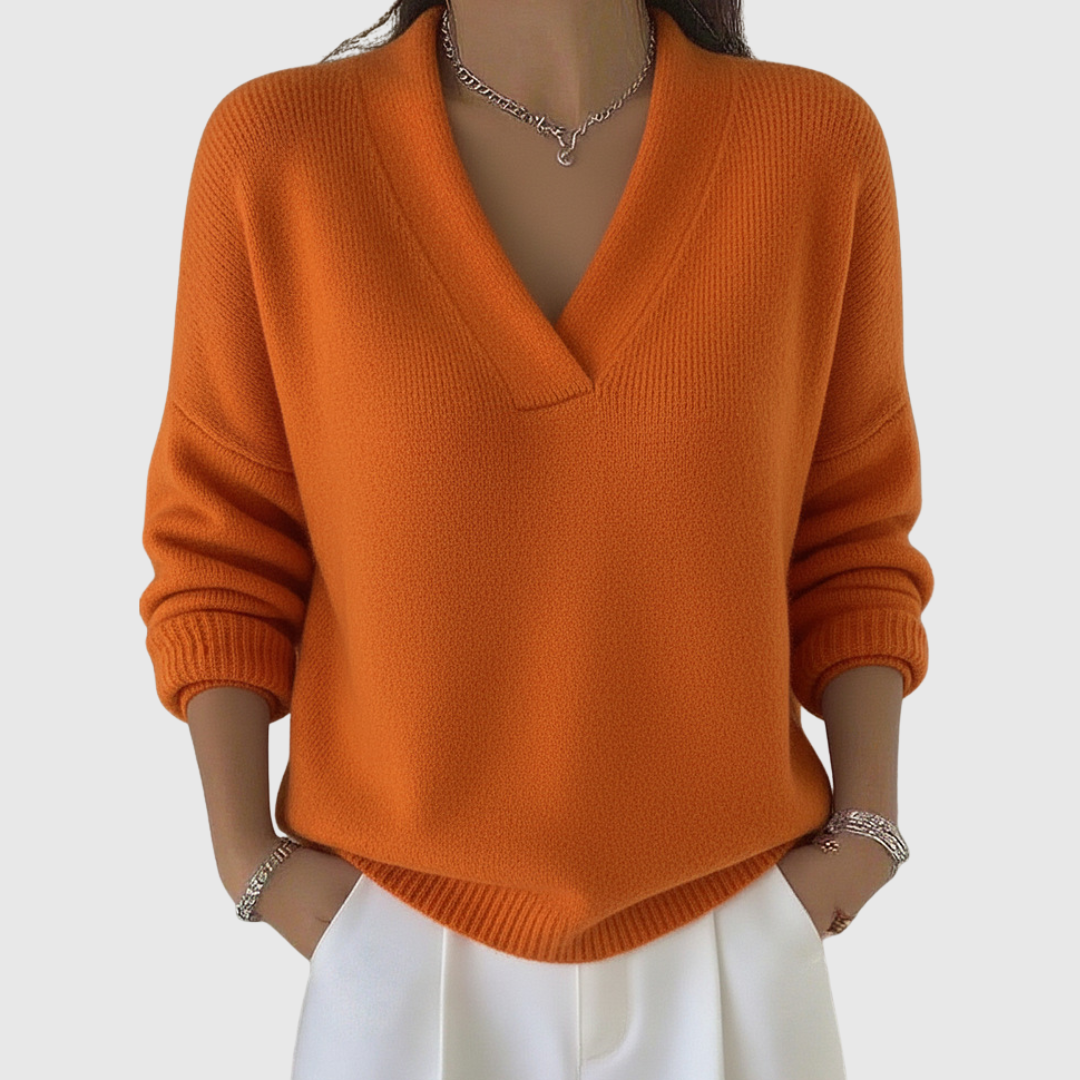 Faye | Knusse Trui met V-hals en Relaxed Fit