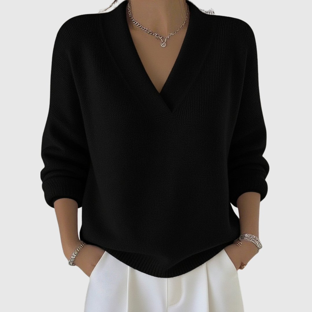 Faye | Knusse Trui met V-hals en Relaxed Fit