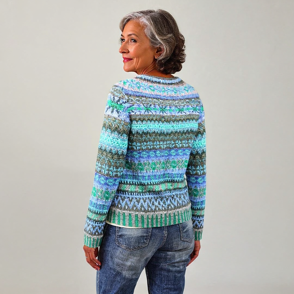 Hedwig™ | Trui met Strepenmix in Turquoise