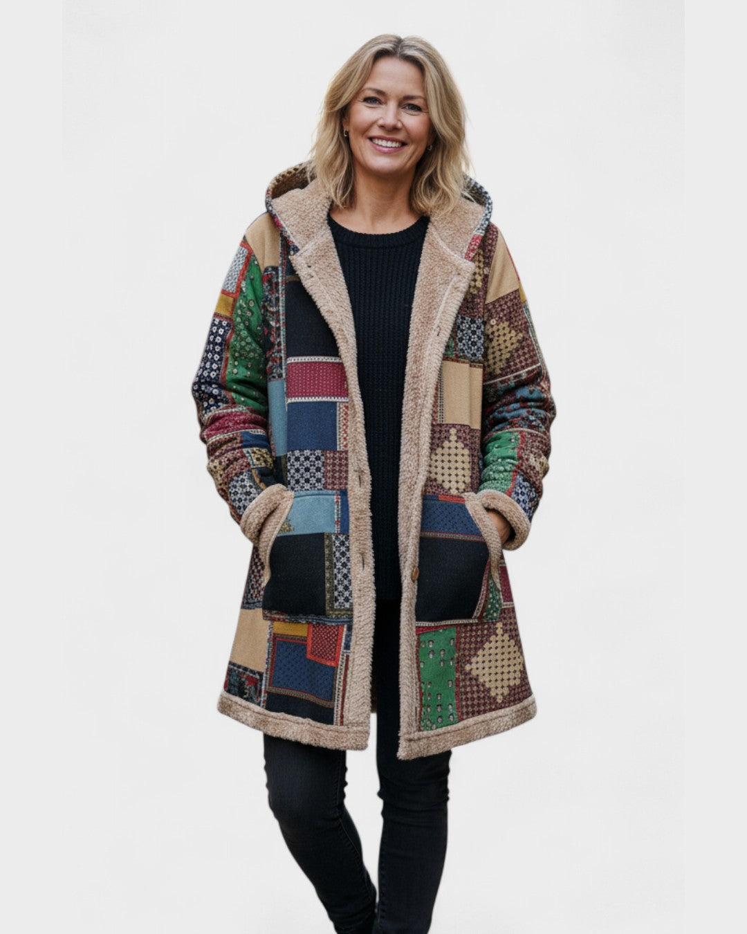 Herfst – Gezellige Patchwork-Hoodie in Aardetinten