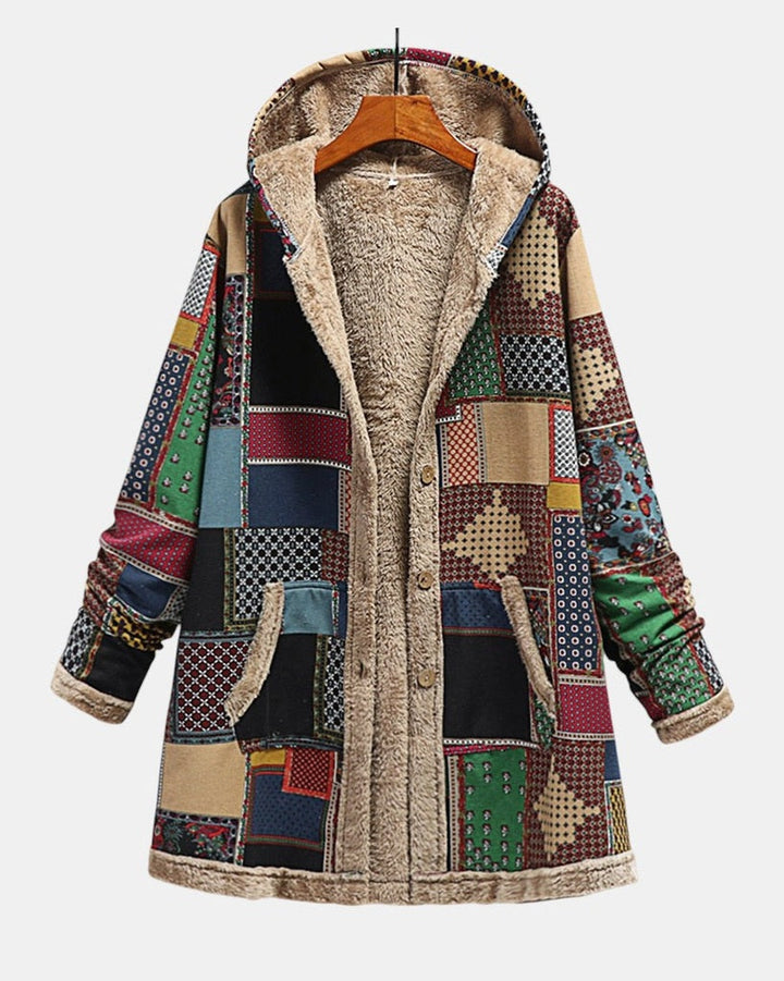 Herfst – Gezellige Patchwork-Hoodie in Aardetinten