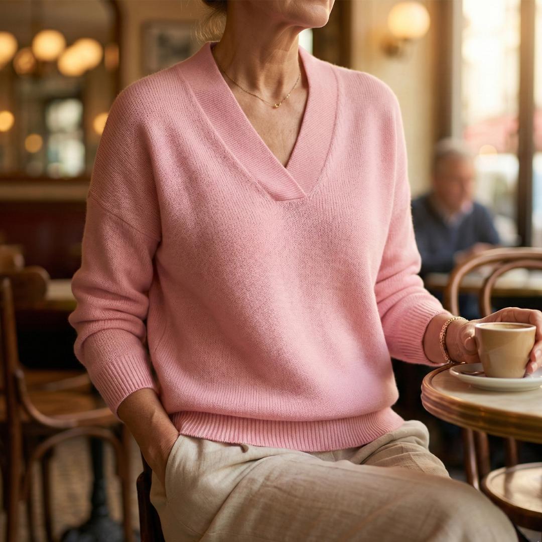 Faye | Knusse Trui met V-hals en Relaxed Fit